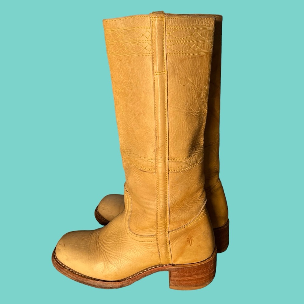 Frye Tall Western Heeled Boots in Mustard Yellow - Picture 2 of 12